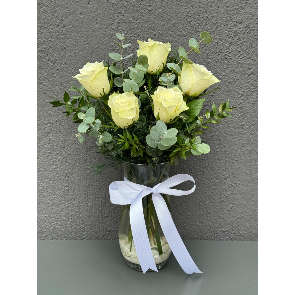 PAŞABAHÇE VAZODA 5'LI BEYAZ GÜL